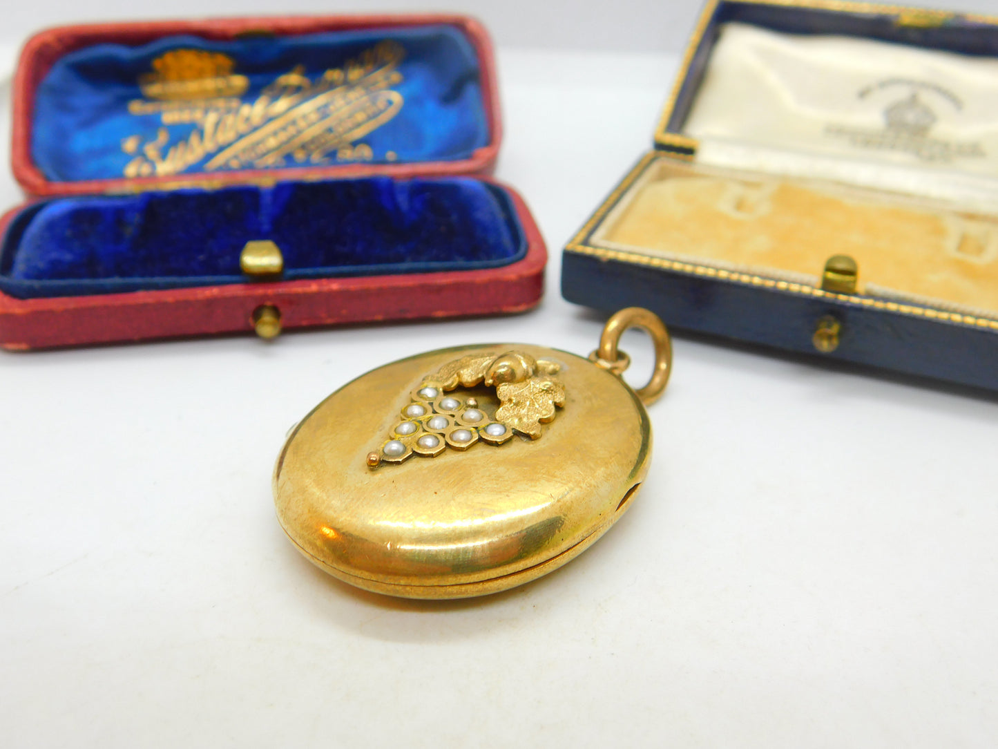 Victorian Rolled Gold Acorn Form Seed Pearl Large Locket Antique c1890