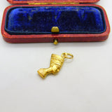 18ct Yellow Gold Egyptian Nefertiti  Pharaoh Charm Pendant Vintage c1970