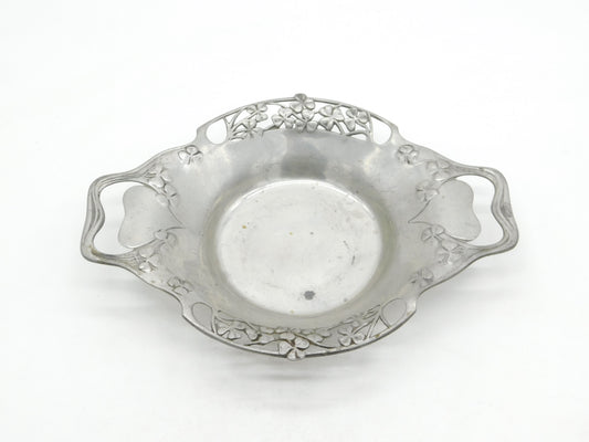 Arts & Crafts Tudric English Pewter Shamrock & Heart Dish Antique c1900