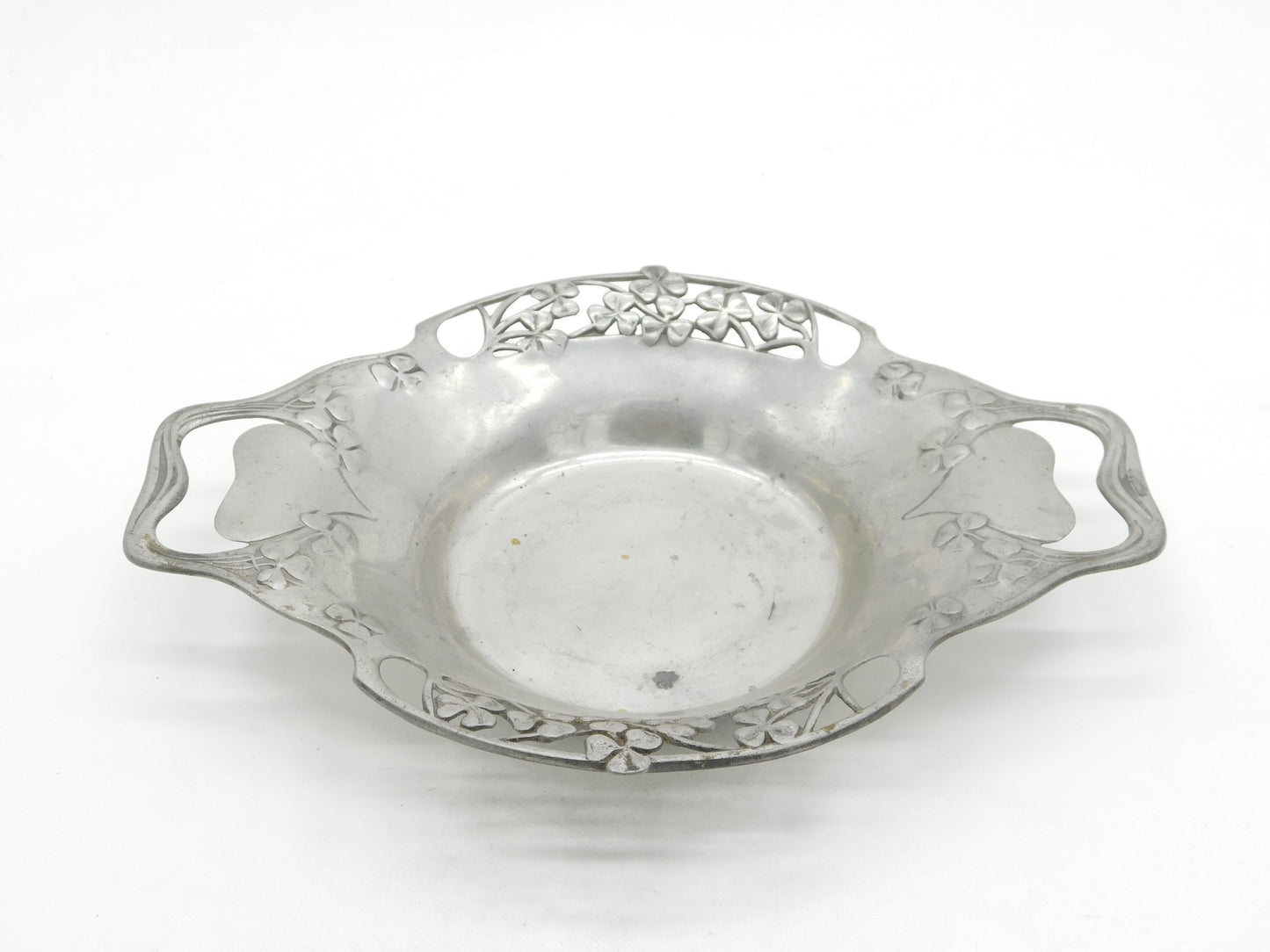 Arts & Crafts Tudric English Pewter Shamrock & Heart Dish Antique c1900