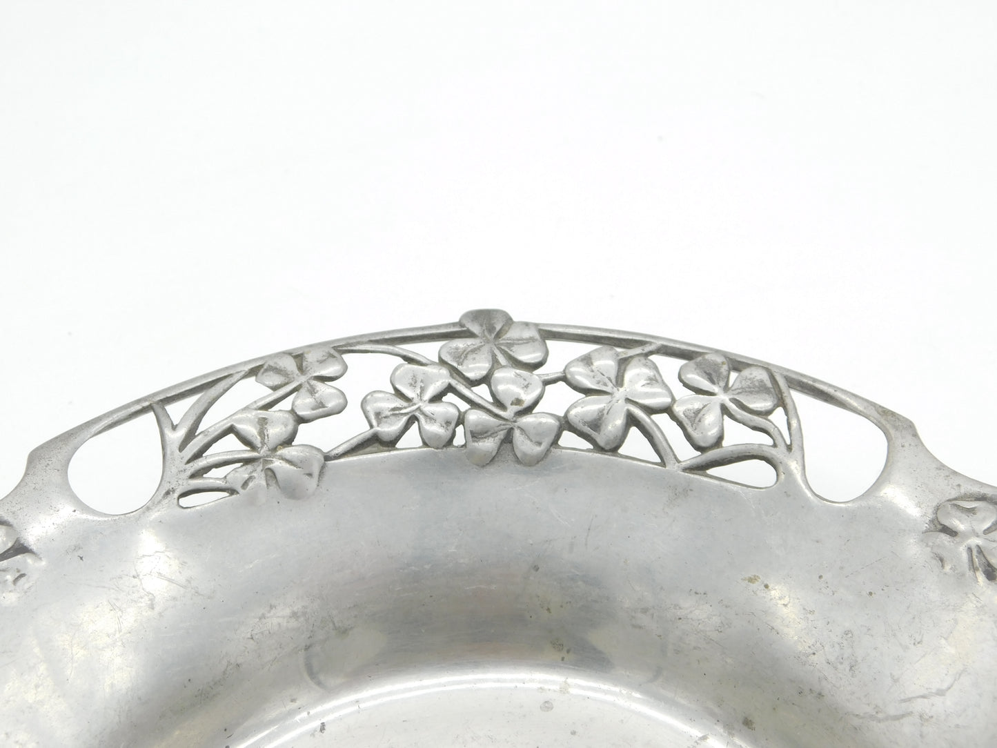 Arts & Crafts Tudric English Pewter Shamrock & Heart Dish Antique c1900