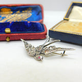 Sterling Silver & Diamond Paste Sweetheart Swallow Brooch Antique c1920 Deco