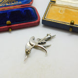 Sterling Silver & Diamond Paste Sweetheart Swallow Brooch Antique c1920 Deco