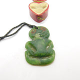 New Zealand Greenstone Nephrite Jade Tiki Pendant Vintage c1950