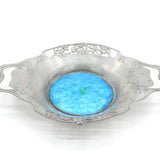 Arts & Crafts Liberty & Co Pewter Blue Guilloche Enamel Dish Antique c1900