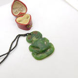 New Zealand Greenstone Nephrite Jade Tiki Pendant Vintage c1950