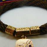 Victorian 15ct Gold Fitting Woven Hair Mourning Bracelet 9ct Locket Antique 1850