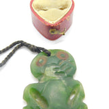 New Zealand Greenstone Nephrite Jade Tiki Pendant Vintage c1950