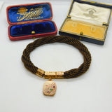 Victorian 15ct Gold Fitting Woven Hair Mourning Bracelet 9ct Locket Antique 1850