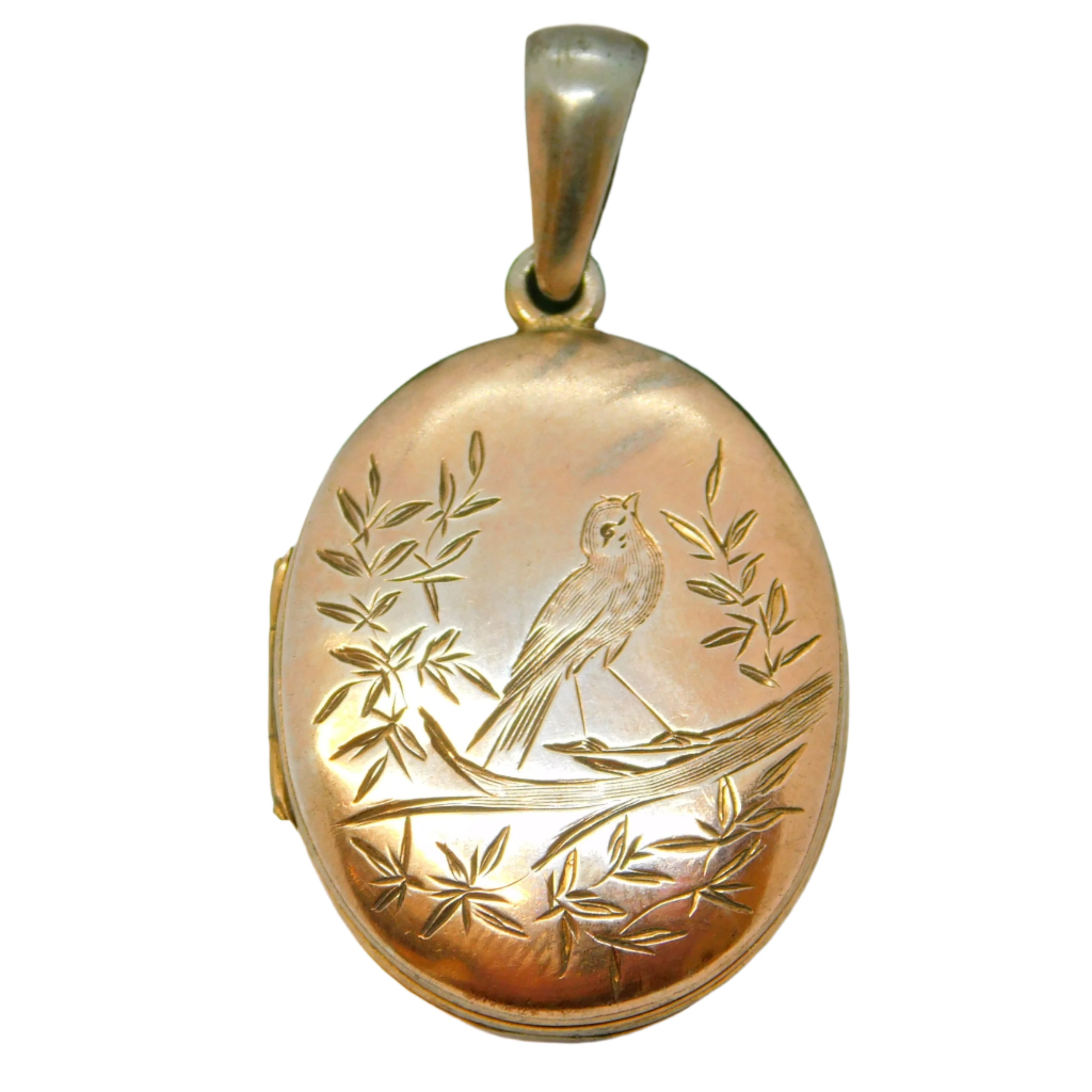 victorian gold swallow locket pendant