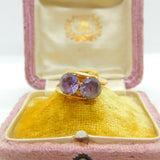 14ct Yellow Gold & Amethyst Dress Ring Vintage c1980 Size O 1/2 UK