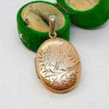 Victorian 9ct Gold Back & Front Swallow Sweetheart Locket Pendant Antique