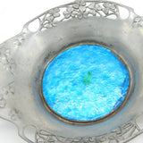 Arts & Crafts Liberty & Co Pewter Blue Guilloche Enamel Dish Antique c1900