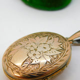 Victorian 9ct Gold Back & Front Swallow Sweetheart Locket Pendant Antique