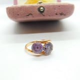 14ct Yellow Gold & Amethyst Dress Ring Vintage c1980 Size O 1/2 UK