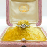 9ct Gold & Platinum Set 0.25ct Diamond Solitaire Ring Antique c1920 Art Deco