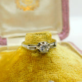 9ct Gold & Platinum Set 0.25ct Diamond Solitaire Ring Antique c1920 Art Deco