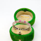 19th Century 18ct White Gold, Diamond & Ruby Eternity Wedding Ring Antique