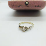 9ct Gold & Platinum Set 0.25ct Diamond Solitaire Ring Antique c1920 Art Deco