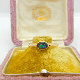 9ct Yellow Gold & Cabochon Opal Band Ring Vintage 1982 London Size X 1/2