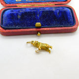 9ct Yellow Gold Warwick Bear with Pearl Charm Pendant Vintage 1963 London