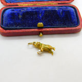 9ct Yellow Gold Warwick Bear with Pearl Charm Pendant Vintage 1963 London