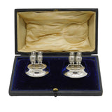 Edwardian Boxed Pair of Sterling Silver Perched Owl Menu Holders Antique 1905 Birmingham