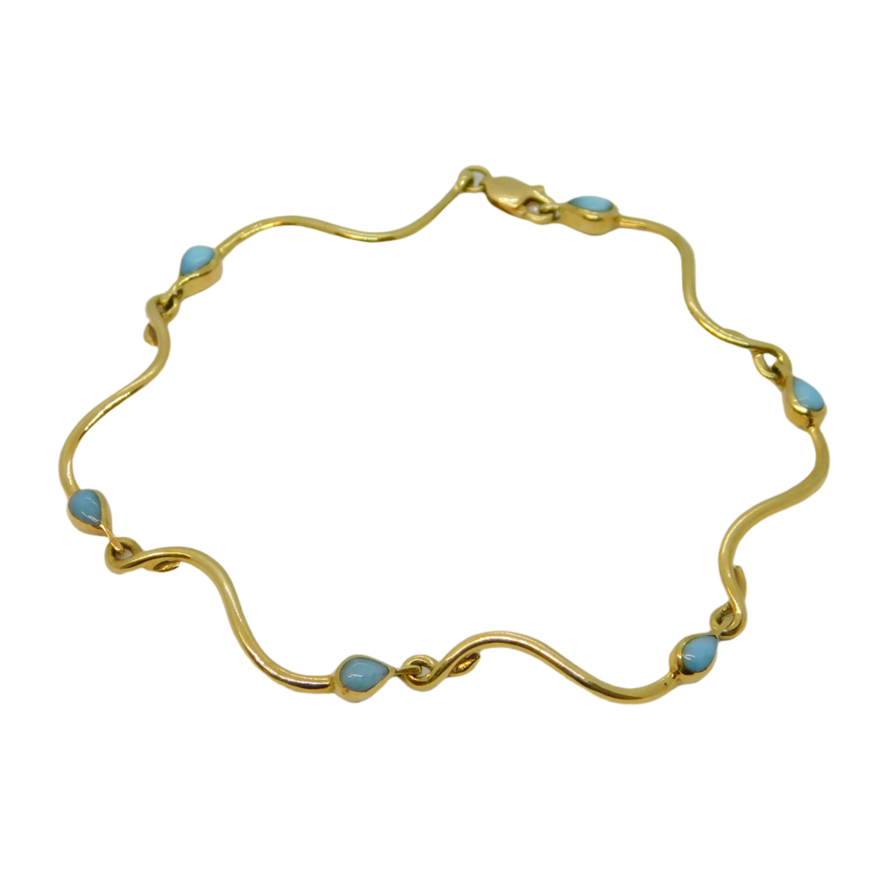 gold turquoise vintage bracelet 14ct 