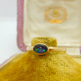 9ct Yellow Gold & Cabochon Opal Band Ring Vintage 1982 London Size X 1/2