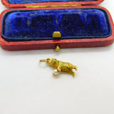 9ct Yellow Gold Warwick Bear with Pearl Charm Pendant Vintage 1963 London