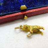 9ct Yellow Gold Warwick Bear with Pearl Charm Pendant Vintage 1963 London