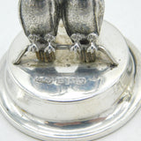Edwardian Boxed Pair of Sterling Silver Perched Owl Menu Holders Antique 1905 Birmingham