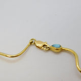 Italian 14ct Yellow Gold & Turquoise Wave Pattern Bracelet Vintage c1970