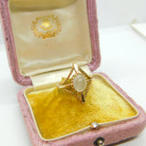 9ct Yellow Gold & Cabochon Moonstone Modernist Dress Ring Vintage 1992 London