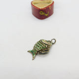 Chinese Export Sterling Silver & Colourful Enamel Flappy Fish Pendant c1950