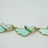 Norwegian Sterling Silver Gilt & Green Enamel Necklace, Earrings Set Antique