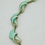 Norwegian Sterling Silver Gilt & Green Enamel Necklace, Earrings Set Antique