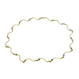Italian 14ct Yellow Gold & Turquoise Wave Pattern Necklace Vintage c1970