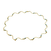 Italian 14ct Yellow Gold & Turquoise Wave Pattern Necklace Vintage c1970