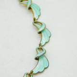 Norwegian Sterling Silver Gilt & Green Enamel Necklace, Earrings Set Antique