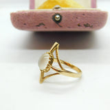 9ct Yellow Gold & Cabochon Moonstone Modernist Dress Ring Vintage 1992 London