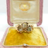 Handmade 9ct Yellow Gold & Old Mine Cut Crystal Statement Ring Vintage c1970