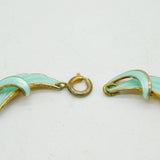 Norwegian Sterling Silver Gilt & Green Enamel Necklace, Earrings Set Antique