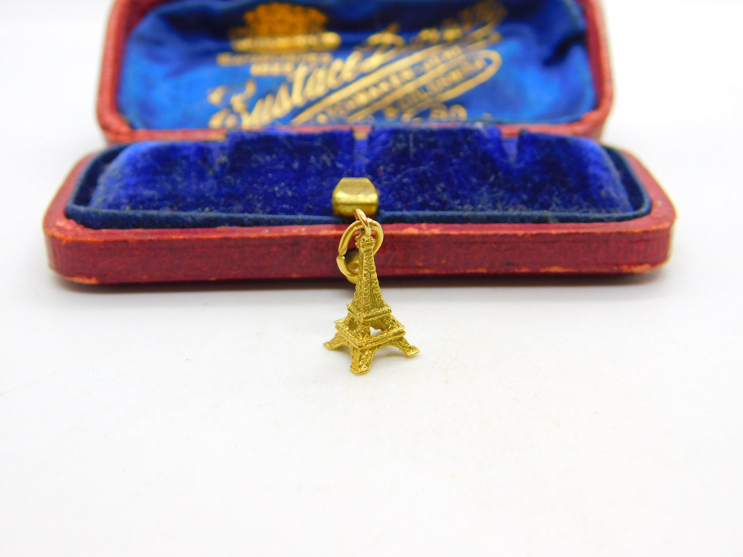 9ct Yellow Gold Paris Eiffel Tower Souvenir Charm Pendant Vintage c1970