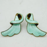 Norwegian Sterling Silver Gilt & Green Enamel Necklace, Earrings Set Antique