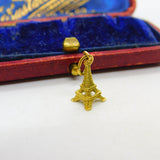 9ct Yellow Gold Paris Eiffel Tower Souvenir Charm Pendant Vintage c1970