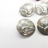Victorian Set of Sterling Silver Cherub Pattern Buttons 1900 London Comyns