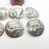 Victorian Set of Sterling Silver Cherub Pattern Buttons 1900 London Comyns