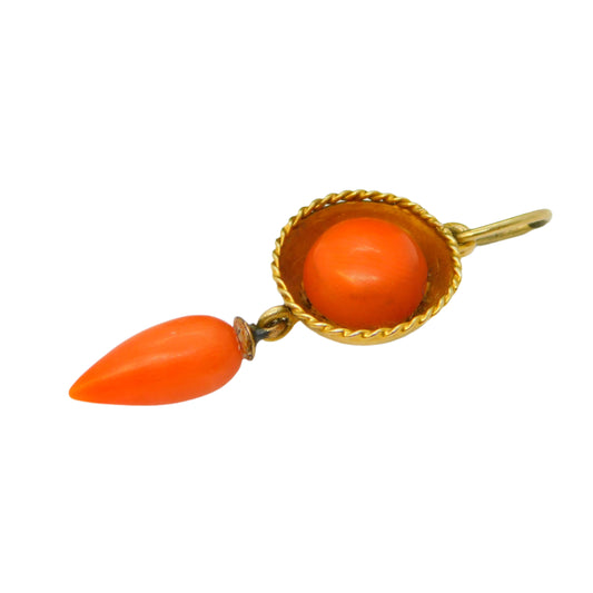 gold coral drop pendant 18ct victorian