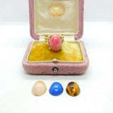 9ct Yellow Gold Ring With Interchangeable Cabochon Stones Vintage c1970